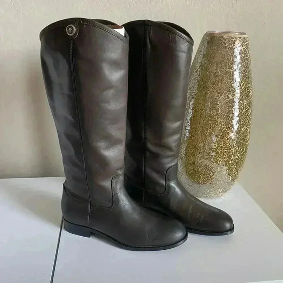 Frye Melissa Button 2 Tall Boots Brown Size 7.5 - Picture 1 of 10